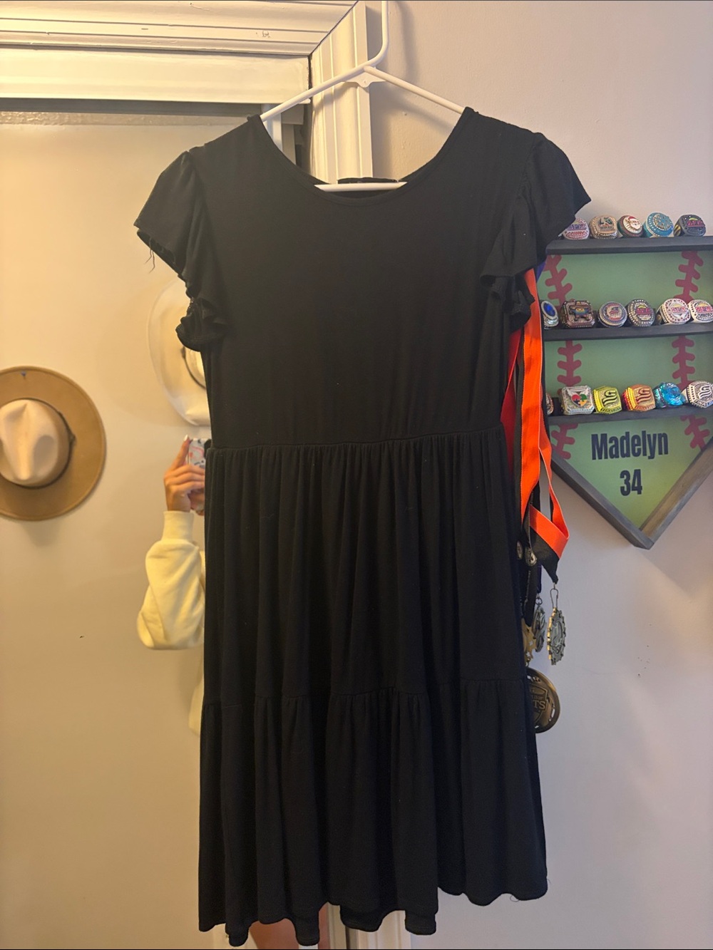 Marshalls Black Short-Sleeve Tiered Casual Dress
